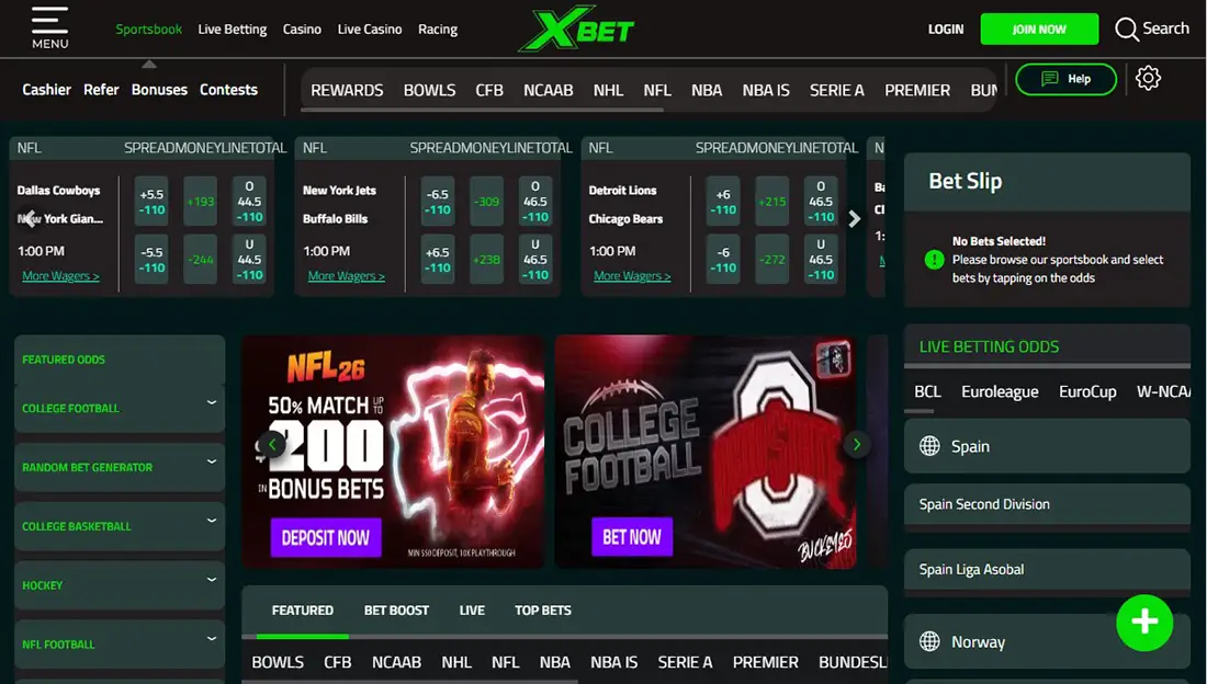 XBet homepage